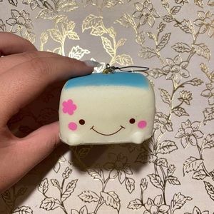 Blue tofu squishy with cute face!